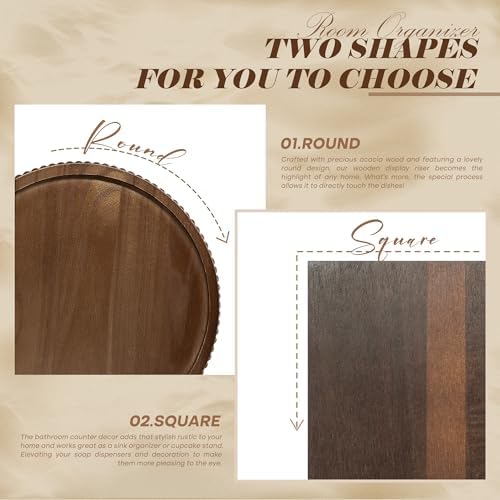 EOSAHR Acacia Wood Riser: Pedestal Stand for Home Decor, DarkBrown - Image 6