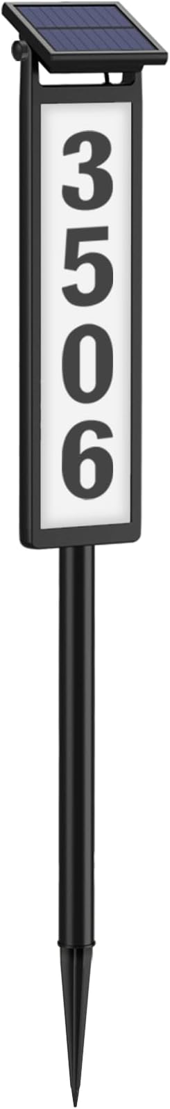 Eyrosa Solar Illuminated LED Lighted Address Sign, House Numbers for Outside Yard Home, Numbers Plaque Outdoor Waterproof, Black