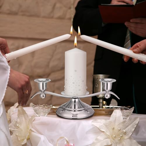 Irenare Unity Candles for Wedding Ceremony with Holder,Pearl - Image 5