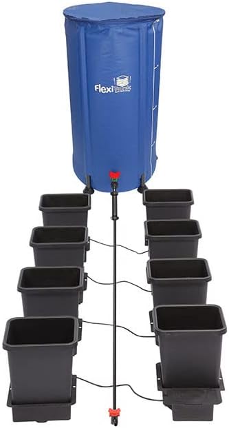 AutoPot 8 Pot System (3.9 Gallon Plastic Pots) (*Includes AIRBASES & AIRDOMES) Self-Watering, Gravity-Fed Hydroponic System (8Pot - 3.9 Gallon - 25 Gallon FlexiTank)