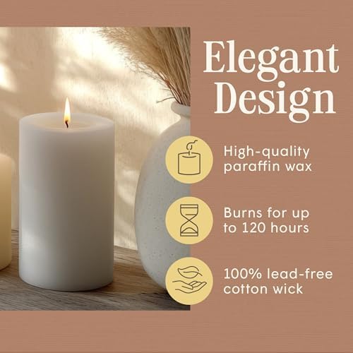 Mister Candle Unscented 4"x6" White Pillar Candle, Solid Color, Cotton Wick, Dripless & Smokeless, Premium Wax Candle for Home Decor, Handmade, 120 Hour Burn Time - Image 4