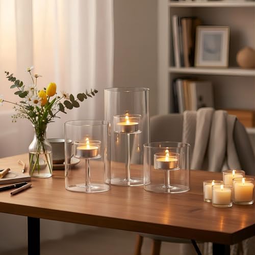 Bigsee Hurricane Glass Cylinder Candle Holder for Table Centerpices, 3pcs - Image 3