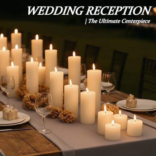Ivroy Pillar Candles Bulk Set of 36，Hurricane Candles，3 Different Lengths 2 x 3/6/8 Inch (12 Each)，Dripless Unscented Smokeless，Gives You a Better Atmosphere When Organizing an Event Party. - Image 5