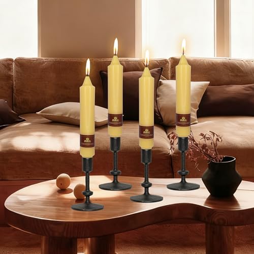 Beeswax Taper Candles 7 inch Beeswax Taper Candlesticks 4 PCS Short Candlesticks Smokeless Tapered Candle for Home Dinner Party Decoration - 8 Hour Burn Time - Image 6
