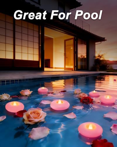 Homemory 12Pack 3" Pink Flameless Floating LED Candle, Waterproof Tealight - Image 6