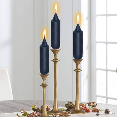 NJAO HOO Navy Short Taper Candle 5 Inch Candlesticks Unscented Dripless Tapered Candle Set for Home Decor Wedding Party Dinner Candles, 4 Pack - Image 2