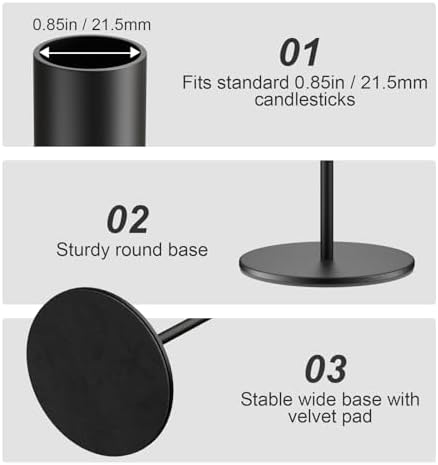 zeochyni Black Taper Candle Holder Metal Candlestick Holders Set of 6 - Image 5