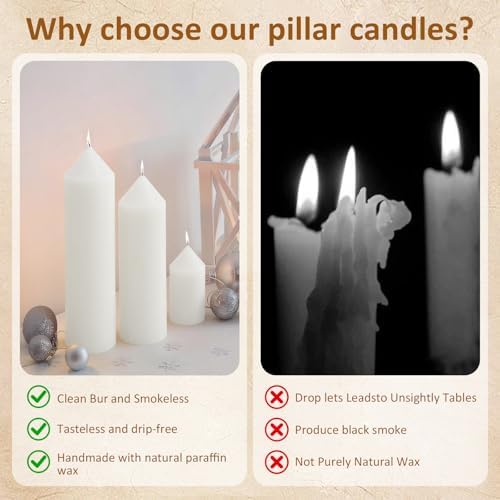 48-Pack White Pillar Candles Bulk Set - Image 3