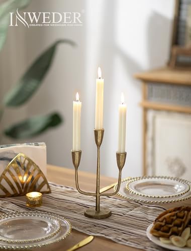 Cast Iron Gold Candelabra: 10.4 Inch Tall Brass Candlestick Holders - Image 5