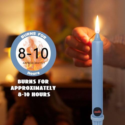 NJAO HOO Grey Blue Candlesticks 8 Inch Unscented Taper Candle Dripless Handmade Colored Candles for Home Decor Dinner Table Kitchen and Bedroom, 4 Pack - Image 6