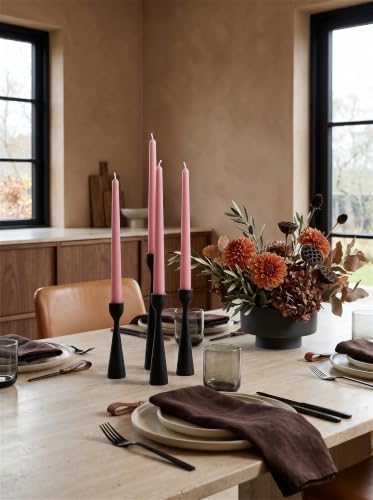 4PK 10" Classic Taper Candles, Dusty Rose Pink, 7-8 Hours Long Burning, Unscented Tall Candlesticks - Image 4