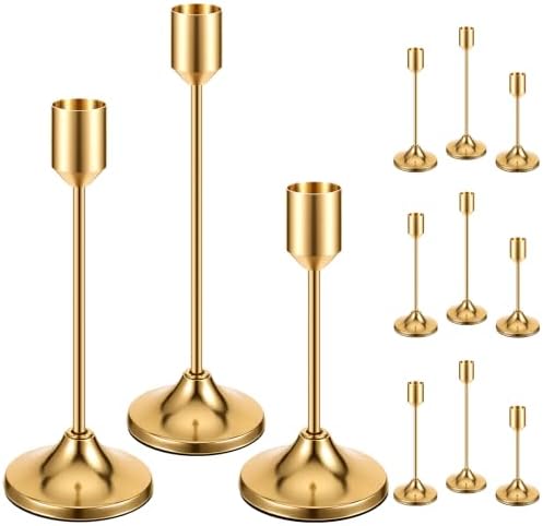 12Pcs Gold Candlestick Holders, Metal Candle Holders Taper Candle Stands by Ovveroche