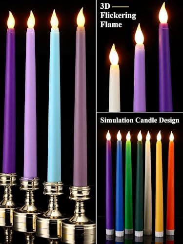 Treela Battery Operated LED Taper Candles,Basic,11 Inch,Pastel - Image 3