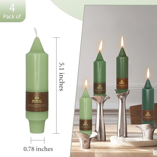 5 inch Short Candlesticks Gradient Green Taper Candles 4 PCS for Dinner Household Wedding Party Home Décor Candles - Image 4
