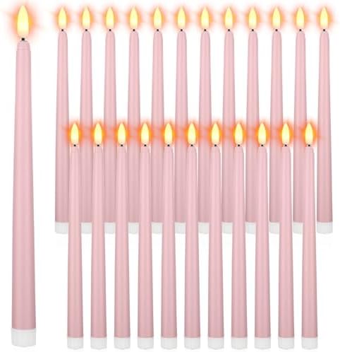Macarrie 24 Packs Flameless Taper Candles Battery LED 11",Pink by Macarrie