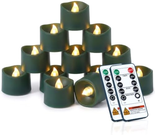 Homemory 24-Pack Green Remote Flameless Battery Tea Light Candles, 400+ Hrs by Homemory