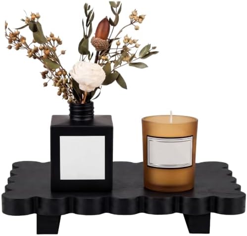 Yookeer Scalloped Wood Riser, Black, 8.7''X 6''X 1.4'', Square by Yookeer