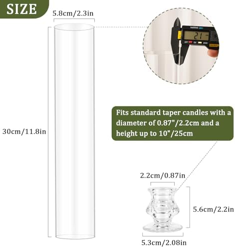 Hurricane Glass Candle Holders, Set of 4 Candlestick Holders for Taper Candle with 11.8" Tall Windproof Cylinder Covers Candle Stand Bulk for Table Centerpieces on Wedding Birthday Housewarming Decor - Image 4