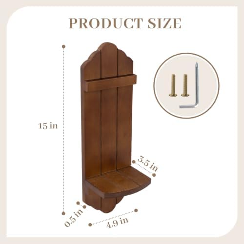 Wall Candle Sconces Set of Two, Rustic Wood Wall Candle Holder Decor, Farmhouse Wooden Candle Holder Wall Decorations for Fireplace, Hallway, Living Room, Bedroom, Walnut Wood Color - Image 2