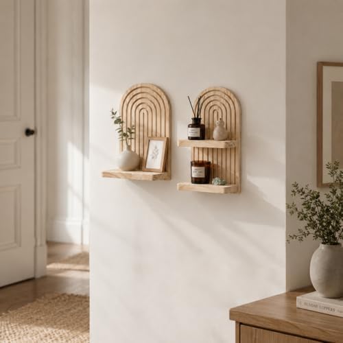 Artilady Boho Shelf Wall Decor, Wood Hanging Shelves for Storage Display - Image 3