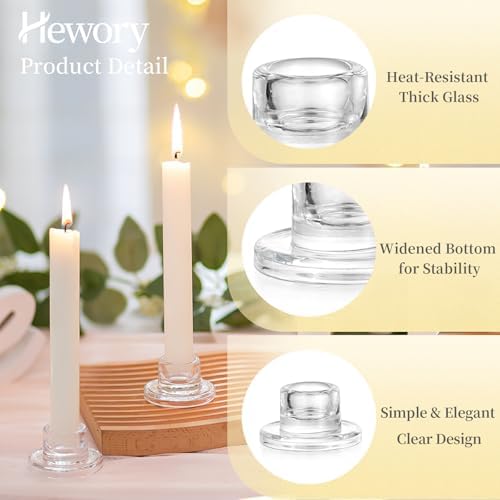 Hewory Glass Taper Candle Holders Bulk, 10 PCS Clear Candlestick Holders - Image 5