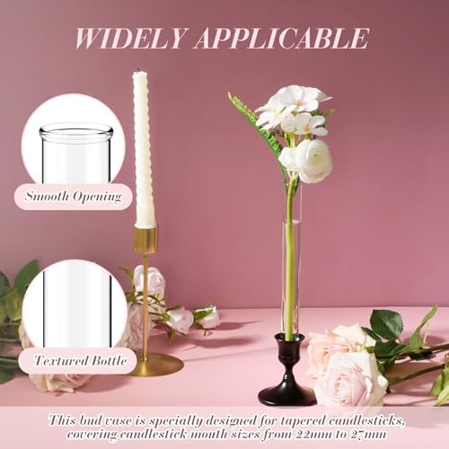 10 Pack 7.9" Glass Bud Vase Taper Candle Holder - Image 3