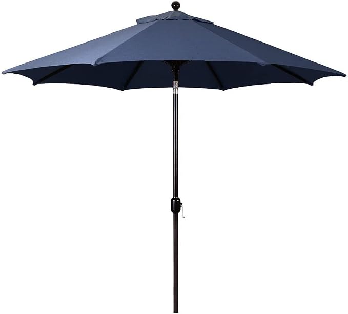 Galtech Deluxe Auto Tilt Market Umbrella, 11ft - Outdoor Patio, Deck, Pool, Backyard Stand Alone Umbrella - Octagon, Heavy Duty w/Black Frame & Sunbrella Fabric (Navy)