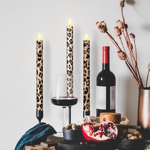 Honoson 6 Pcs Leopard Flameless Taper Candles 10.6 Inch - Image 4
