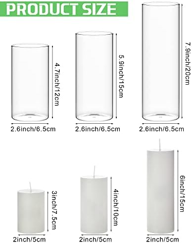 Shihanee 3 Pillar Candle and Holder,2.6'' X 4.7'', 5.9'', 7.9'',White - Image 5