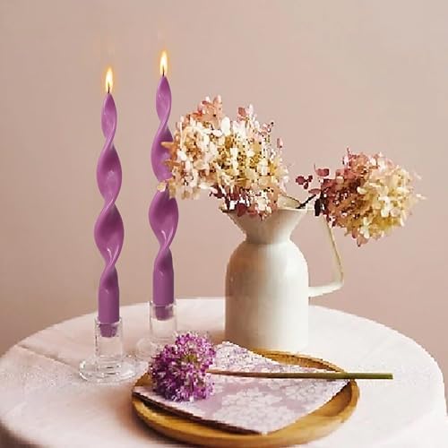 Unscented Spiral Candles Purple Candlesticks 10Inch Swirl Tapered Candle Handmade Colorful Twisted Candles for Home Décor Weddings - Image 2