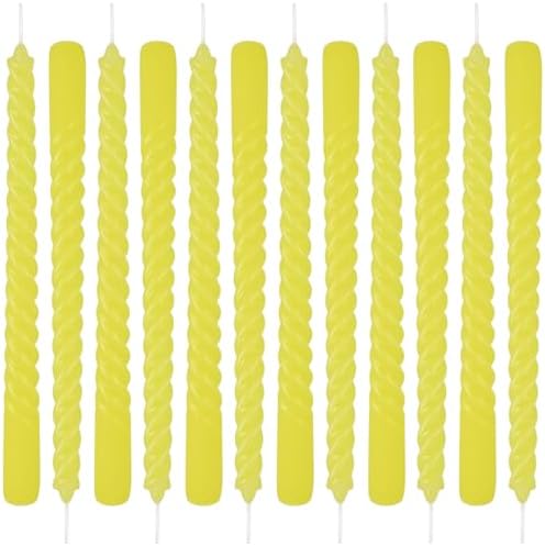 12 Pack 10 inch Yellow Spiral Taper Candles - Dripless, Smokeless, Unscented - 7 Hours Long Burning - Spiral Tall Candlesticks - Perfect for Home Decor, Weddings,Halloween, and Special Occasions. - Image 2
