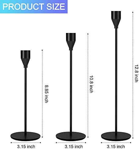 24Pcs Candle Holders, Black Candlestick Holder in Bulk Taper Candle Holders for Pillar Candles Metal Candle Stands For Table Centerpiece, Wedding, Dinning, Party, Valentines Home Decor (Black) - Image 2
