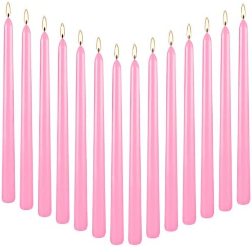 Howemon 14 Pack Pink Taper Candles 12 Inch Tall 3/4 Inch Thick Burn 10 Hours - Image 2