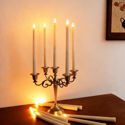 12 Pcs Flickering Flameless LED Taper Candles, Wedding Decor, Ivory - Image 5