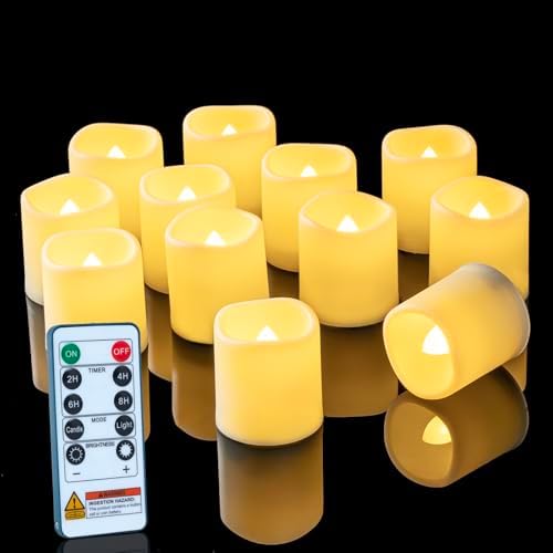 Homemory 12 Pack Flameless LED Votive Tealight Candles with Timer Remote by Homemory