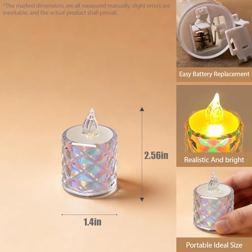 24 Pack Crystal Candle Lights,Battery Operated Candle,100+Hours Fake Electeic LED Tea Lights for Votive,Centerpiece Table Decorations - Image 3