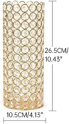 LoveCat Gold Crystal Candle Holders - Hollow Bling Crystal Vases, 10.4" Tall Cylinder Vases for Centerpieces, Elegant Metal Hurricane Candlestick Holders for Event Party Wedding Home Decor (8pcs) - Image 5