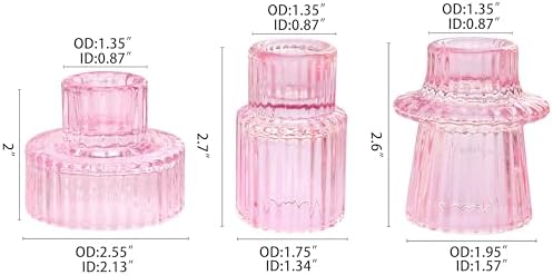 Vixdonos Taper Glass Candlestick Holders Tealight Candle Holders for Table Centerpieces, Wedding Decor and Dinner Party (6 Pcs, Pink) - Image 2