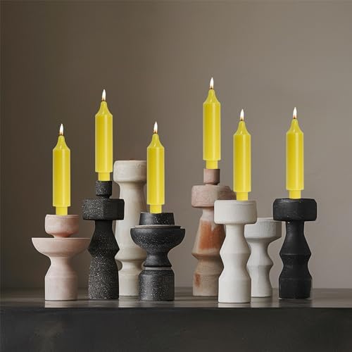 Beeswax Taper Candles Short Candle Sticks Unscented Dinner Candle Dripless for Home Decor,Set of 4,Yellow - Image 3