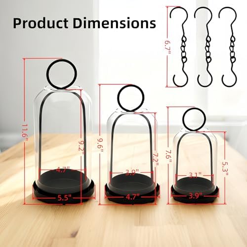 3 Pack Metal Candle Holders with Glass Dome, Black Candlestick Holders Set - Image 2