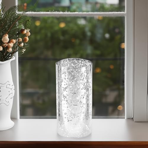 WGVI Hurricane Candle Holder Sleeve, W: 3", Ht: 6", Silver Speckled Glass Cylinder Open Both Ends, Chimney Tube Shade, 6 Pieces - Image 6
