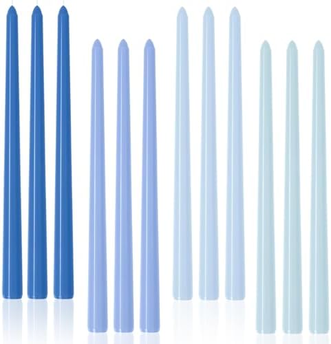 Blue Gradient Taper Candles 12 inch Unscented Smokeless Long Tall Tapered Candle for Candlesticks Sticks Wedding Advent Home Decor Dinner Christmas，Set of 12 by LPUSA