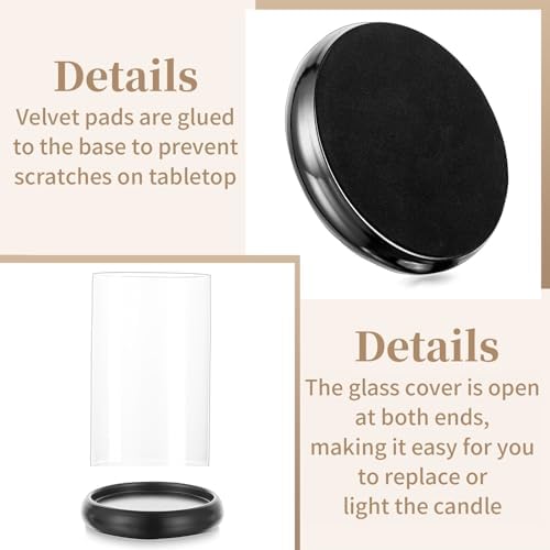 Sziqiqi Black Hurricane Candle Holder, Pillar Candle Holder with Glass - Image 6