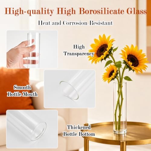 Tigvio 16 Pack Small 5.9" Tall x 1.8" Diameter Clear Glass Cylinder Vases - Image 3