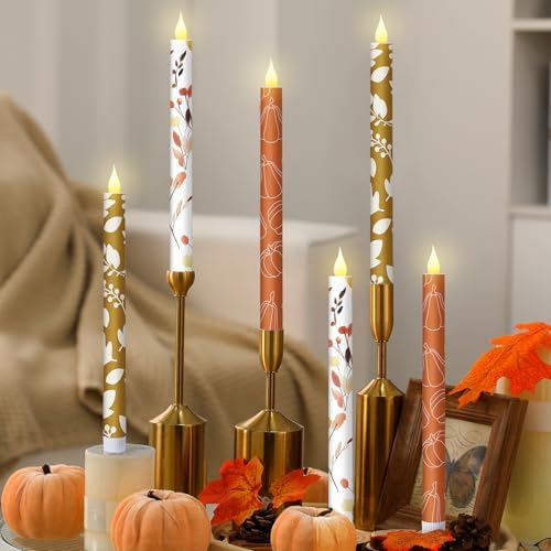 Honoson 6 Pcs Fall Flameless Taper Candles 10.6 Inch - Image 4