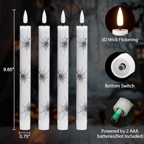 Cobweb Decal Flameless LED Taper Candles with Remote and Timer - Image 2