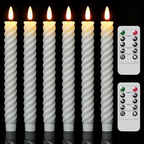 Wondise Spiral Flameless Taper Candles with Remote Timer Real Waxy by Wondise