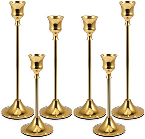 Candlestick Holders, Taper Candle Holders Brass Gold Candlestick Holder Candle Stick Holders kit Classic Decorative Candle Stick for Christmas, Fireplace Wedding Party Dinner Tables Décor by BochinoBringsNewLifeStyle