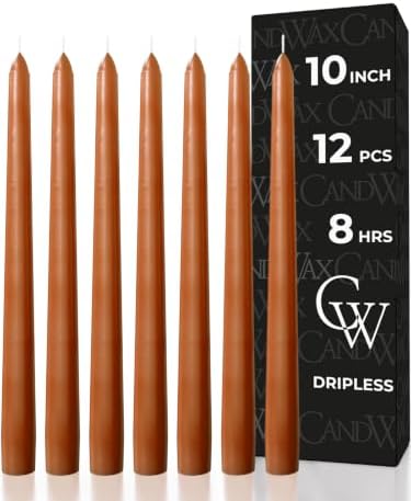 CANDWAX 10 Inch Taper Candles Terracotta Decor Candle Sticks 12 Pack by CANDWAX