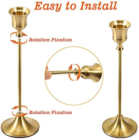 Vindar Candlestick Holders Taper Candle Holders - Set of 6 Gold Candle Sticks Holder Decorative for Dining Room, Centerpiece, Table, Wedding, Mantel, Candlelight Dinner, Party - Image 4